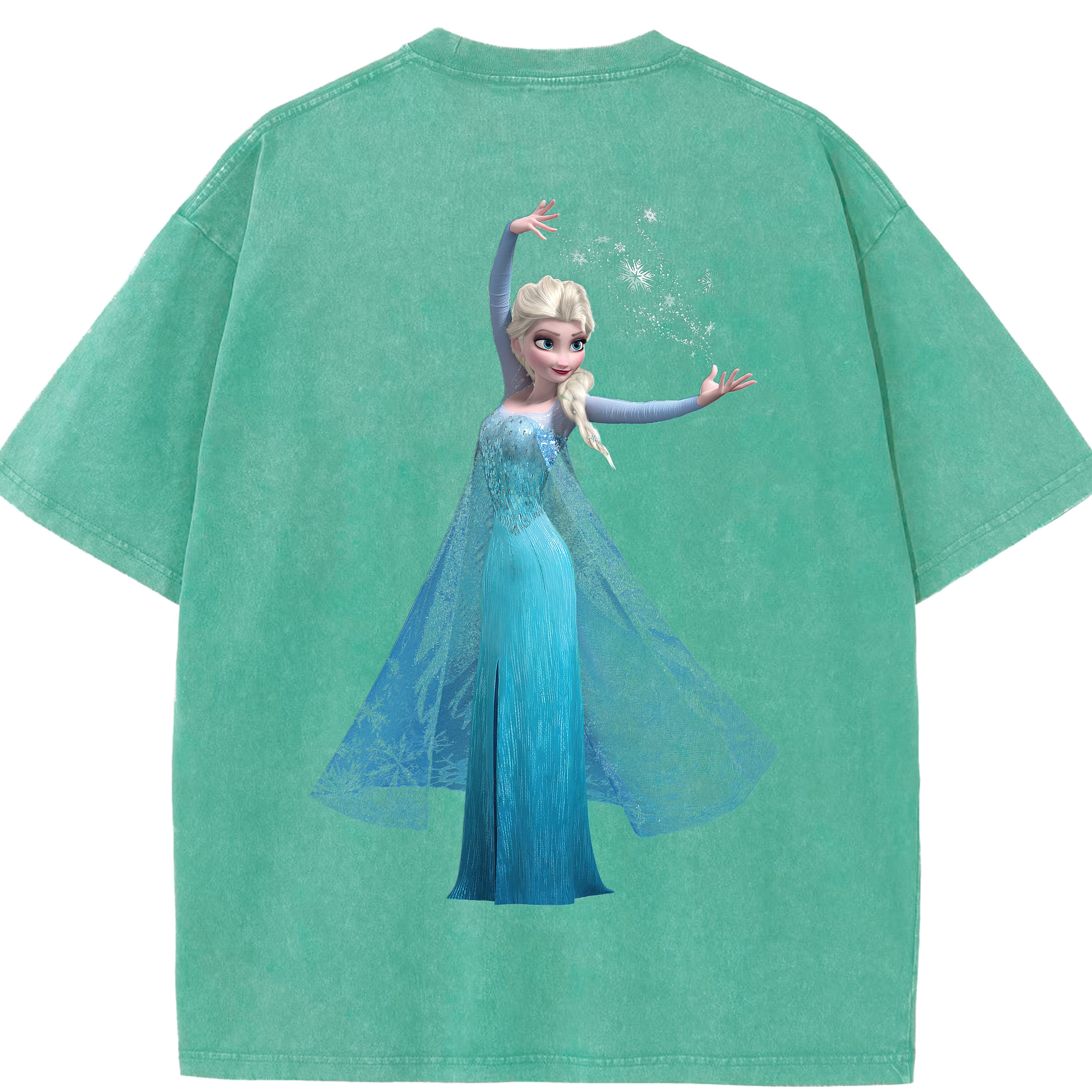 （画像用） アナと雪の女王 アンナ エルサ Frozen Anna Elsa 綿100% ヴィンテージ風 半袖Tシャツ（背面プリント）